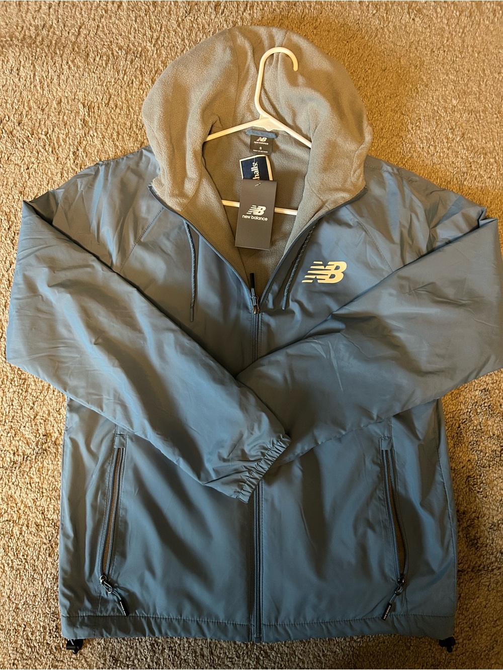 New Balance Fleece Lined Jacket Blue Grey Small New!!
